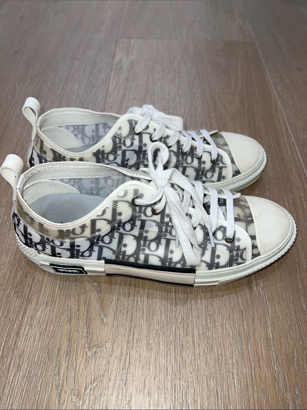Dior Clear Oblique High-Top Sneakers in White and Gray